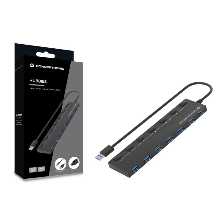 Conceptronic HUBBIES19BP hub de interface USB 3.2 Gen 1 (3.1 Gen 1)…