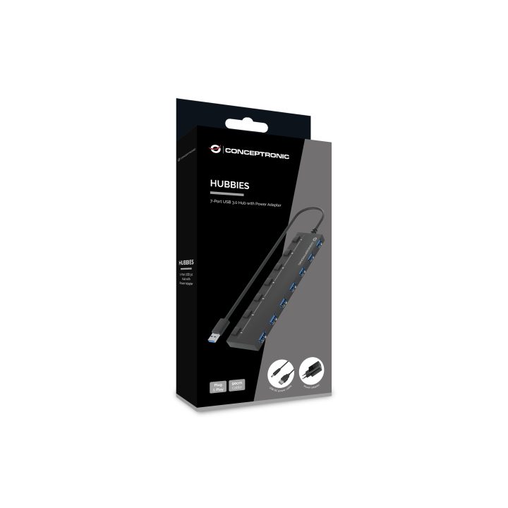 Conceptronic HUBBIES19BP hub de interface USB 3.2 Gen 1 (3.1 Gen 1)…