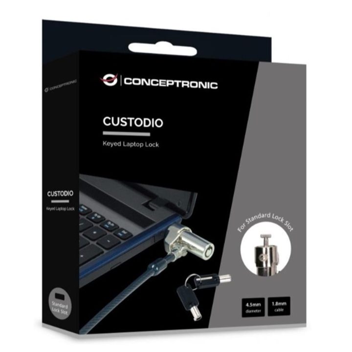Conceptronic CUSTODIO02BS cabo antirroubo Preto 1,8 m