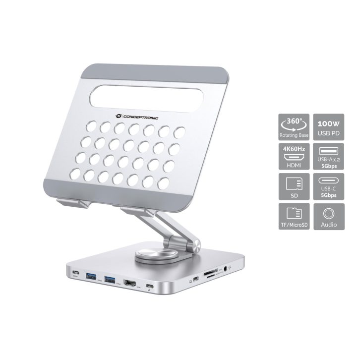 Conceptronic DONN26G silver tablet management cart