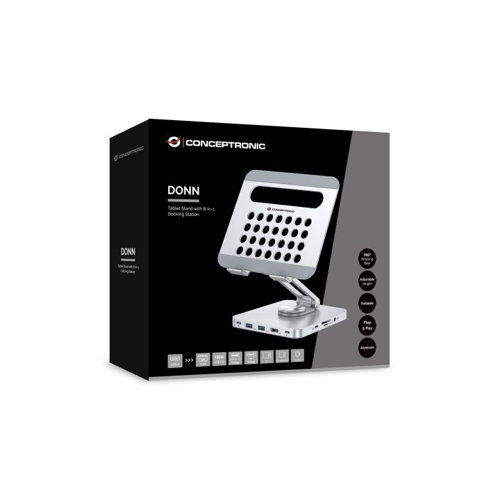 Conceptronic DONN26G silver tablet management cart