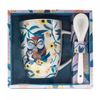 Enesco Owls Mug with Spoon (D232)