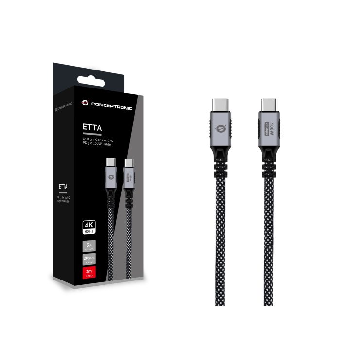 Conceptronic ETTA07B20 cable USB USB 3.2 Gen 2x2 2 m USB C 20 Gbit/s…