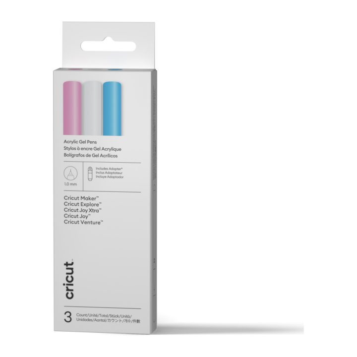 Cricut Acrylic Gel Pens, 1.0 mm (3 pcs.) + Adapter (2013189)
