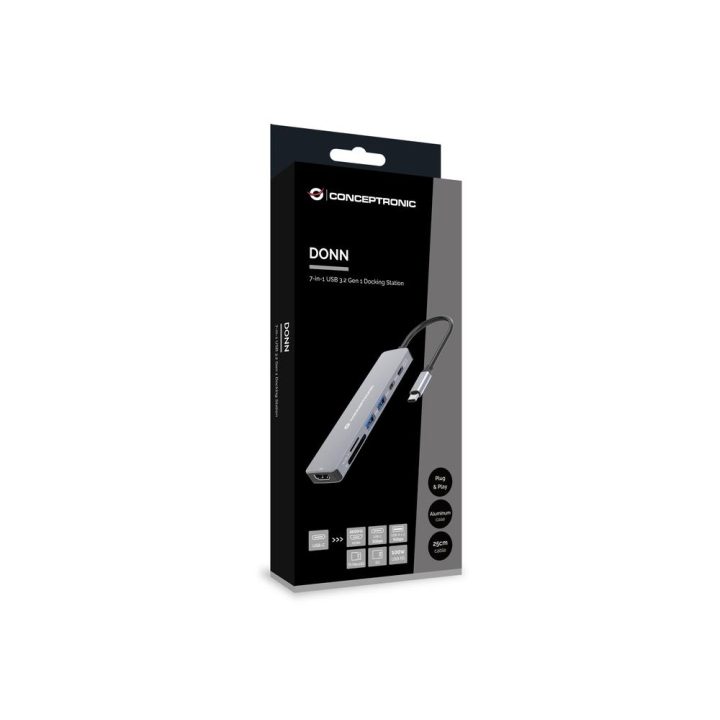 Conceptronic DONN28G Alámbrico USB 3.2 Gen 1 (3.1 Gen 1) Type-C Gris