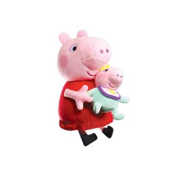 Bandai vermelho Peluche Peppa Pig com bebé (COP8402)