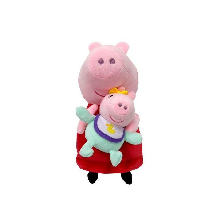 Bandai vermelho Peluche Peppa Pig com bebé (COP8402)