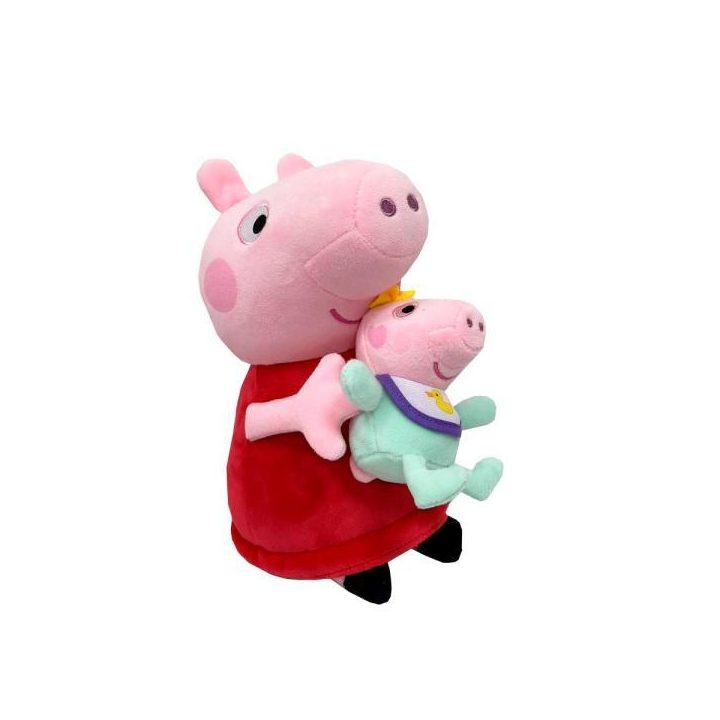Bandai vermelho Peluche Peppa Pig com bebé (COP8402)
