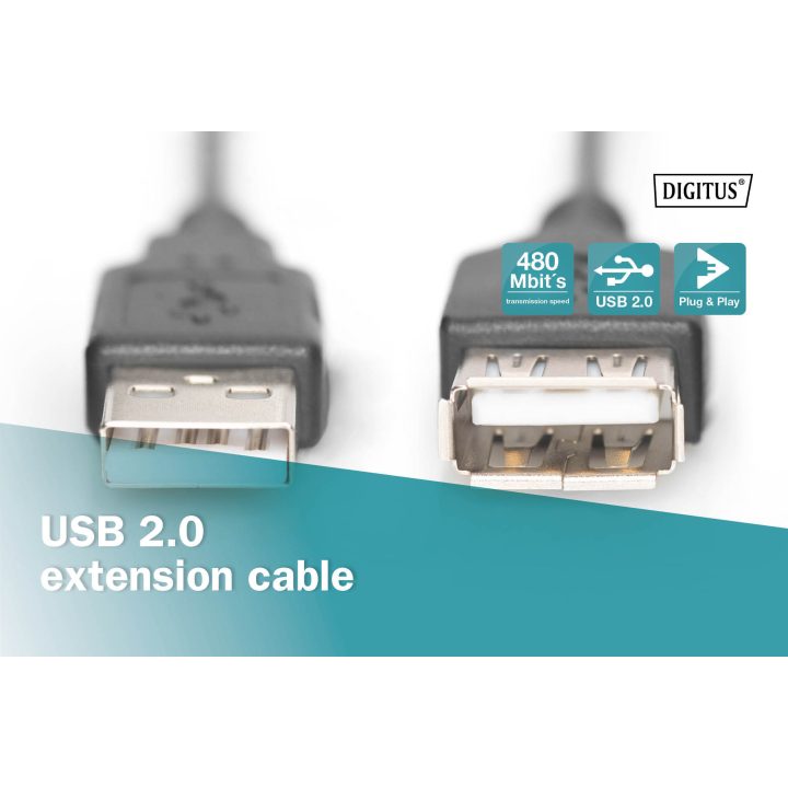Digitus AK-300200-030-S cabo USB USB 2.0 USB A 0,48 Gbit/s Preto