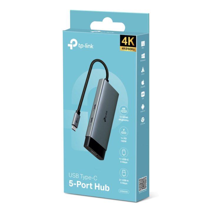 TP-Link UH5020C hub de interface USB Tipo C 5000 Mbit/s Cinzento
