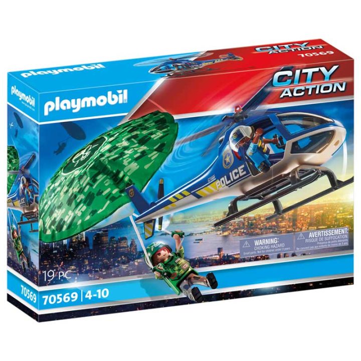 Playmobil City helicóptero da polícia perseguição em paraquedas…