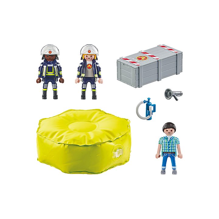 Playmobil bombeiros com colchão de resgate (71465)