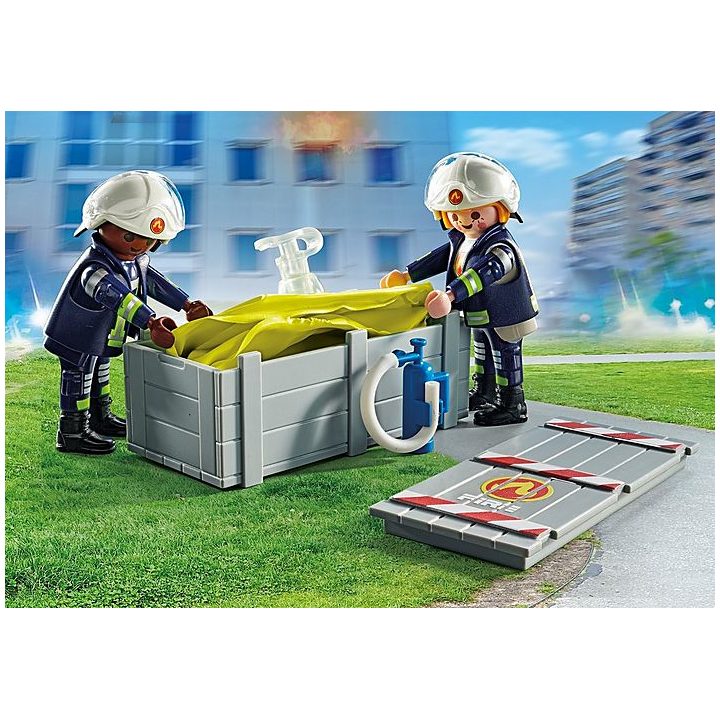 Playmobil bombeiros com colchão de resgate (71465)