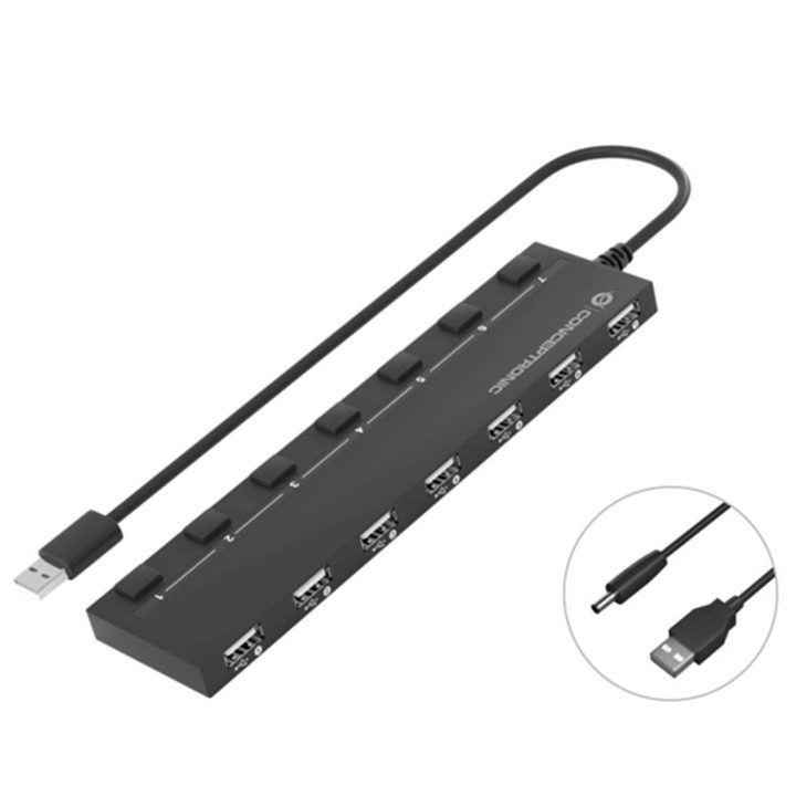 Conceptronic HUBBIES08B USB 2.0 Interface Hub 480 Mbit/s Black