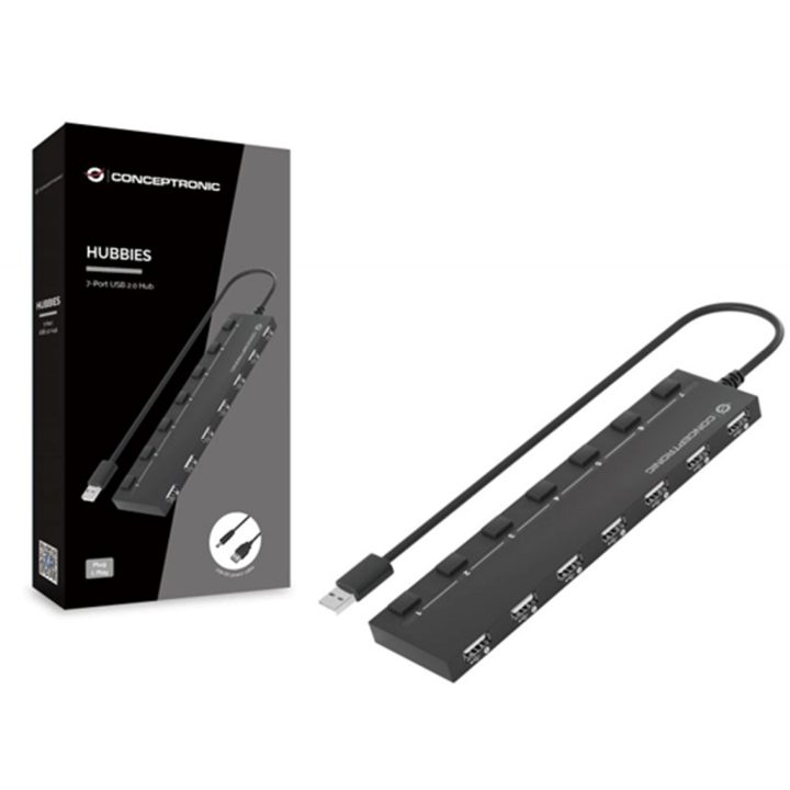 Conceptronic HUBBIES08B USB 2.0 Interface Hub 480 Mbit/s Black