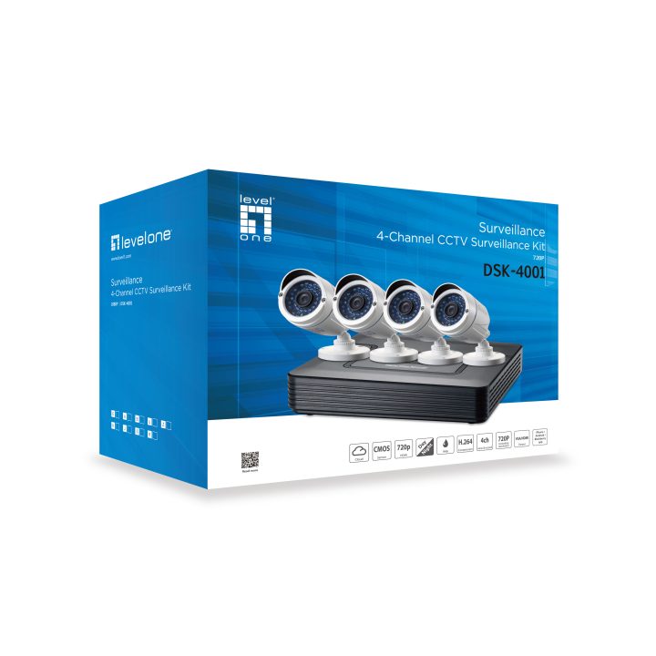 LevelOne DSK-4001 kit de videovigilância com fios 4 canais