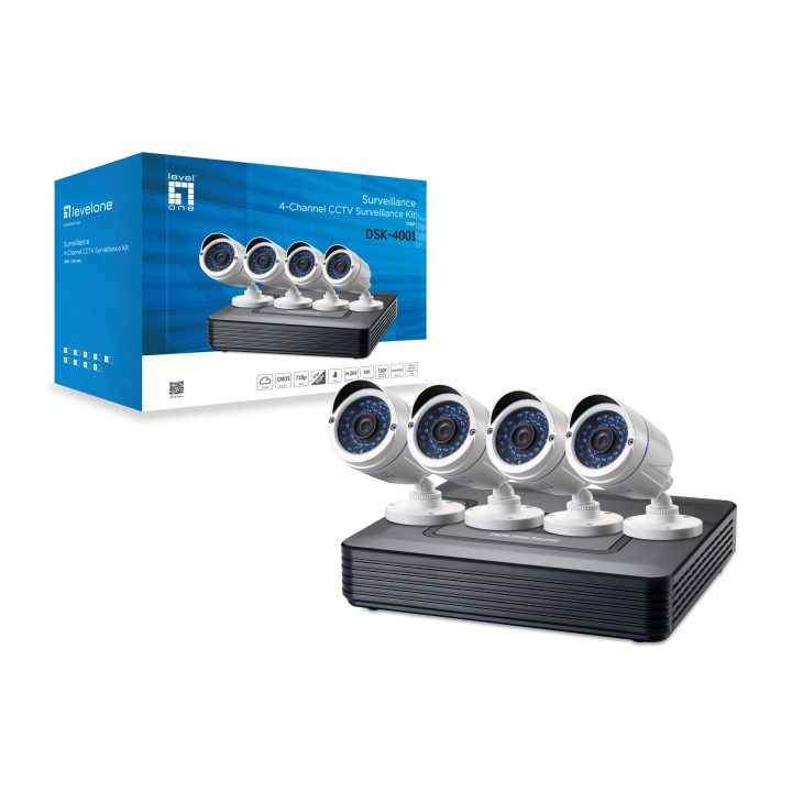 LevelOne DSK-4001 kit de videovigilância com fios 4 canais
