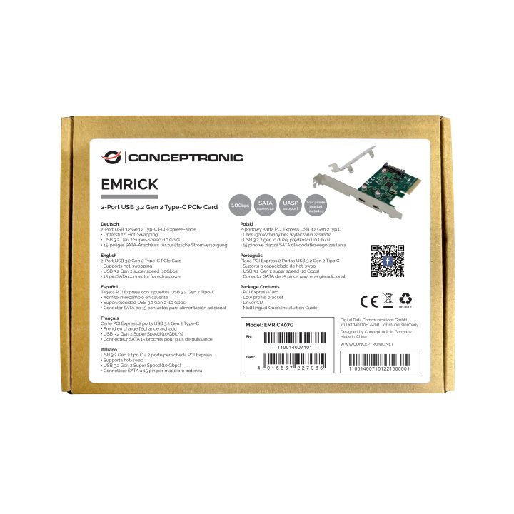 Conceptronic EMRICK07G Internal USB 3.2 Gen 2 (3.1 Gen 2) Interface…