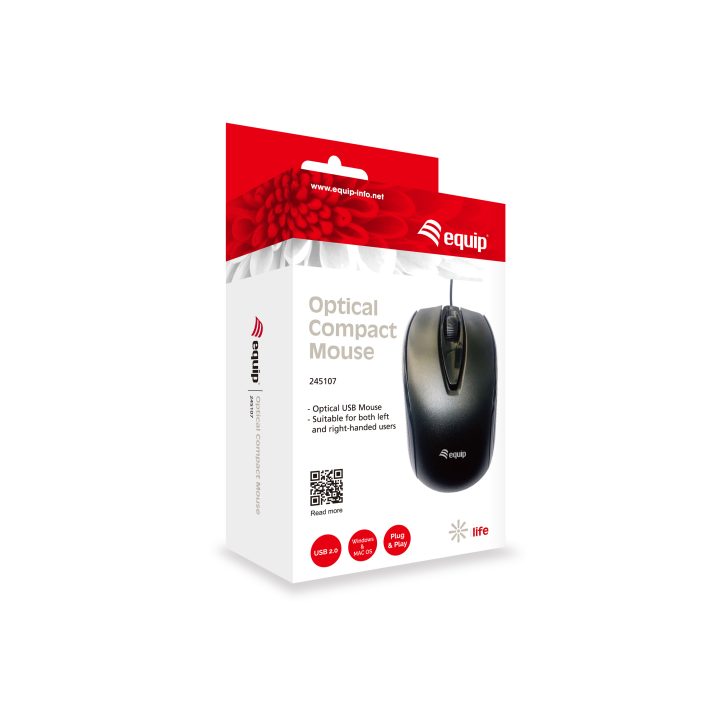 Equip 245107 Ambidextrous Optical Mouse USB Type A 1000 DPI