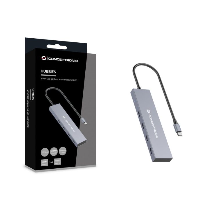 Conceptronic HUBBIES14G USB 3.2 Gen 2 (3.1 Gen 2) Type-C Interface…