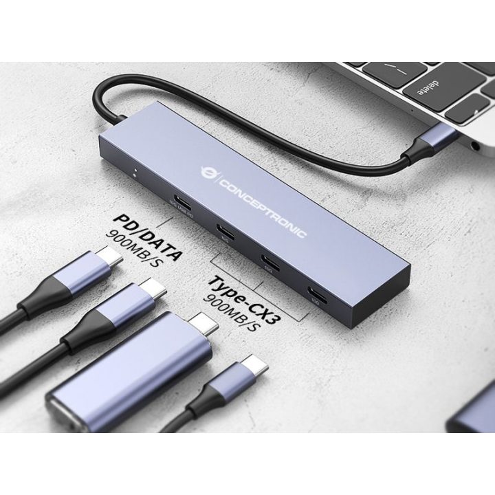 Conceptronic HUBBIES14G USB 3.2 Gen 2 (3.1 Gen 2) Type-C Interface…