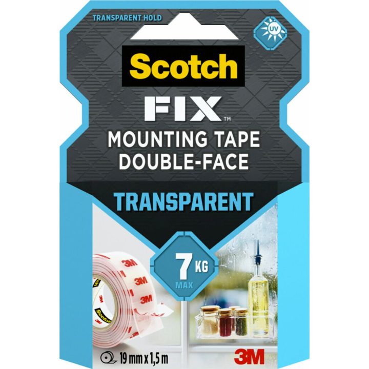 Rolo de fita de montagem dupla face transparente 19 mm x 1,5 m até 7…