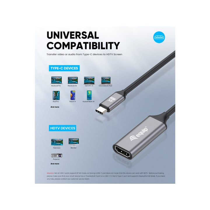 Equip Adaptador USB-C para HDMI 2.0, 4K/60Hz