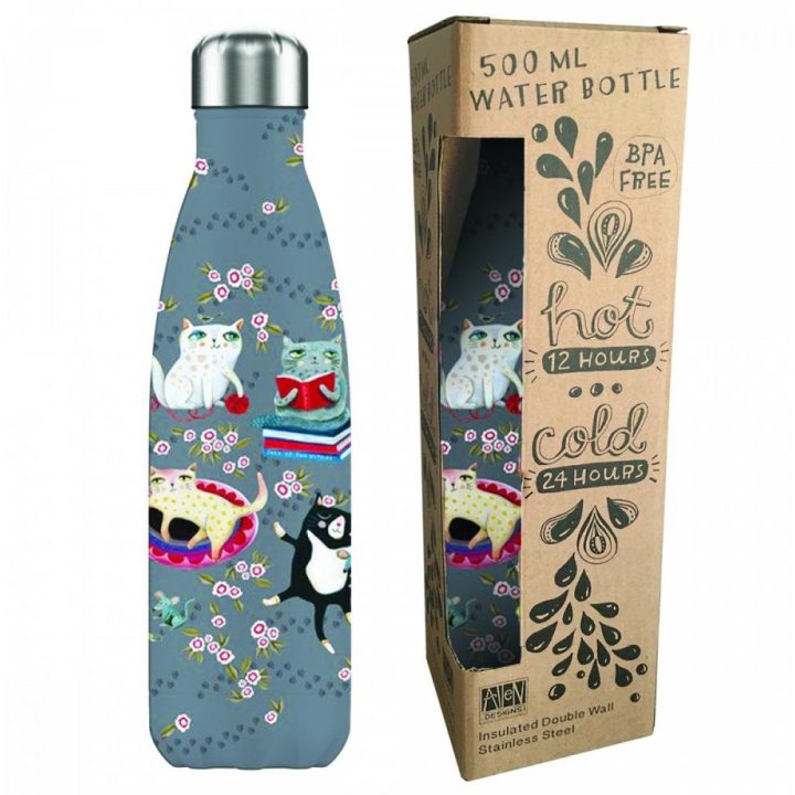 Enesco Black Crazy Cats insulated bottle (AB60)