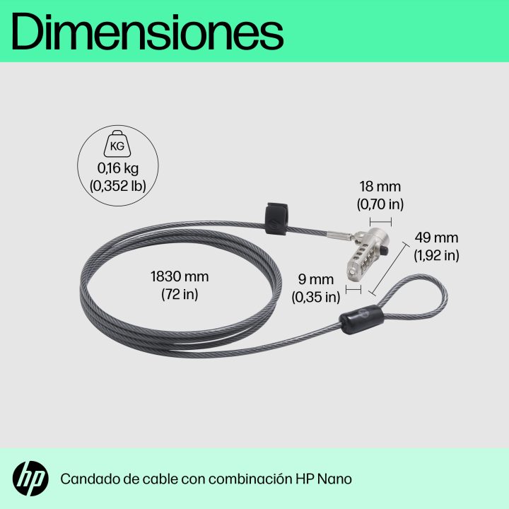 HP Nano Combination Cable Lock