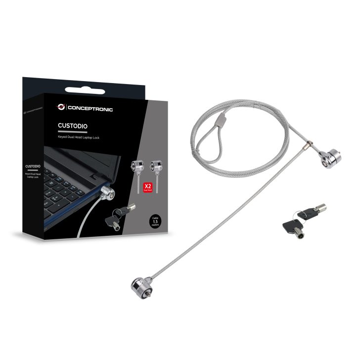 Conceptronic CNBSLOCK15T Anti-Theft Cable Silver 1.5 m