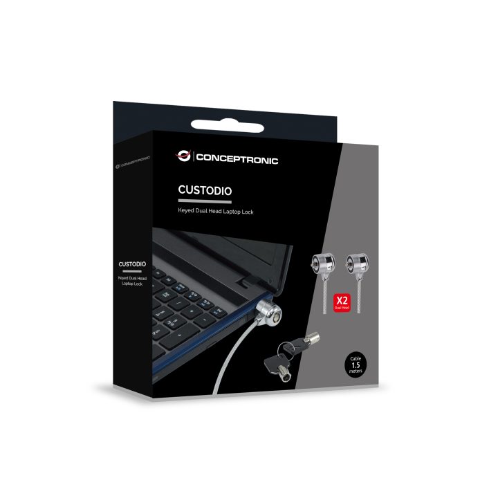 Conceptronic CNBSLOCK15T cabo antirroubo Prata 1,5 m