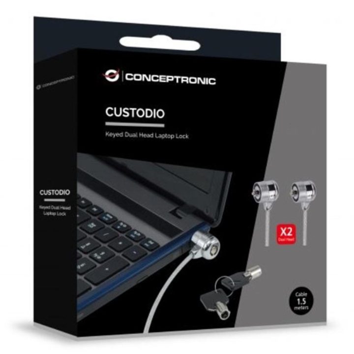 Conceptronic CNBSLOCK15T cabo antirroubo Prata 1,5 m