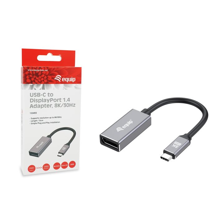 Equip 133493 USB-C to DisplayPort 1.4 Adapter, 8K/30Hz