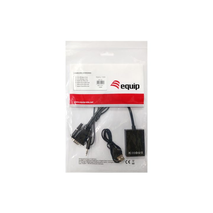 Equip 119038 Video Cable Adapter 0.2 m VGA (D-Sub) + 3.5mm DVI-D +…