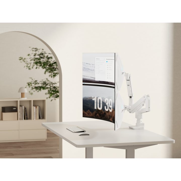Equip Soporte de escritorio para monitor doble de 17«-35», blanco