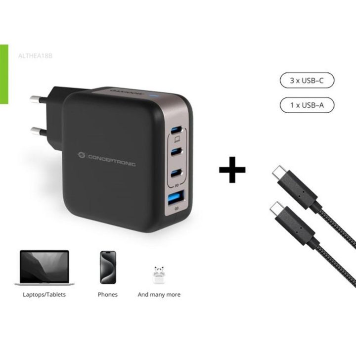 Conceptronic ALTHEA18B Universal Mobile Device Charger Black AC Fast…