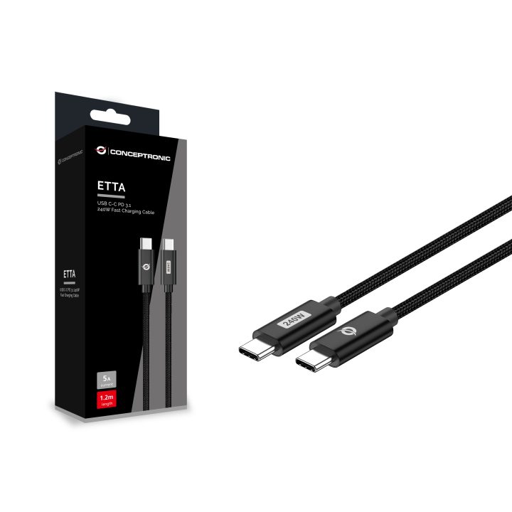 Conceptronic ETTA03B20 USB Cable USB 2.0 2 m USB C 0.48 Gbit/s 240 W…