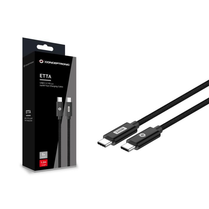 Conceptronic ETTA03B20 cable USB USB 2.0 2 m USB C 0,48 Gbit/s 240 W…