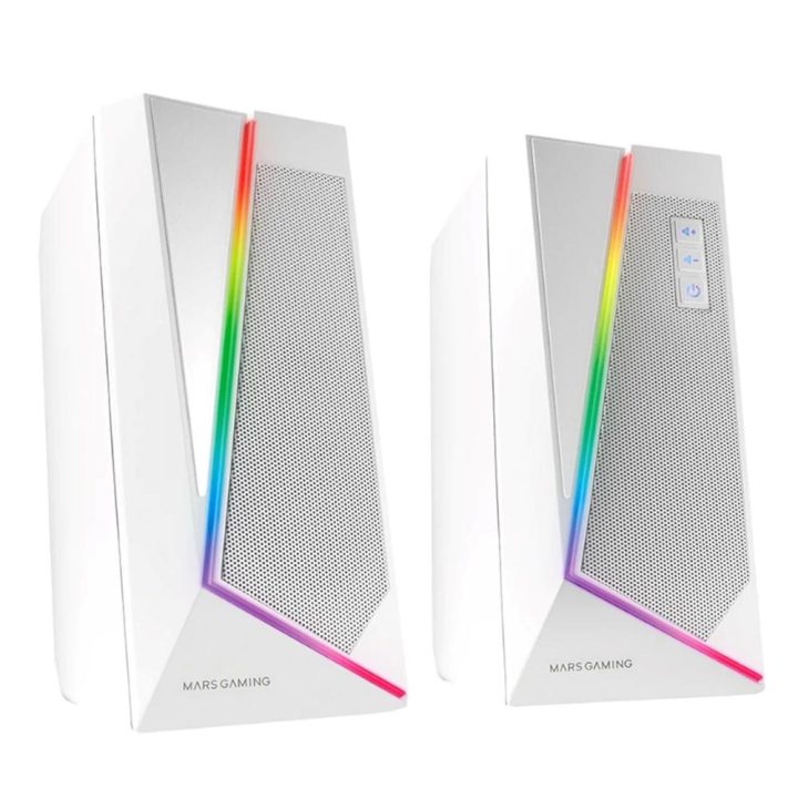 Mars Gaming COLUNAS 2.0 BLUETOOTH 5.0 MS7 WHITE 20W RMS ILUMINAÇÃO…