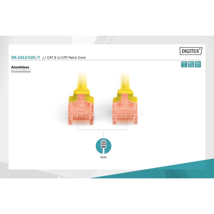 Digitus DK-1612-020/Y Yellow Network Cable 2 m Cat6 U/UTP (UTP)