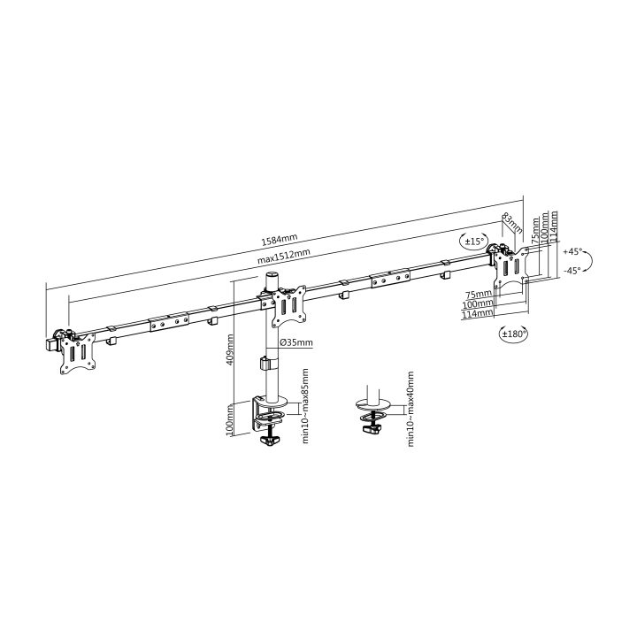 Equip Soporte articulado de sobremesa para triple monitor de 17"-32
