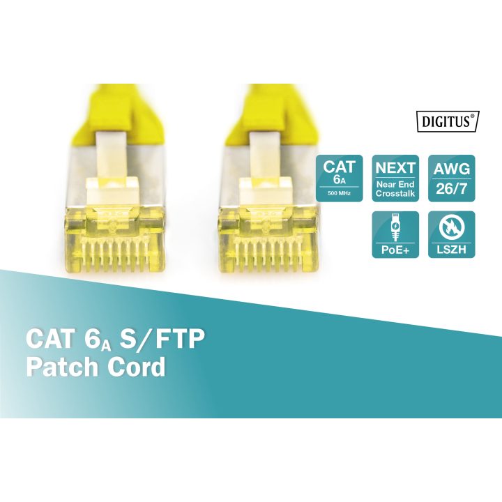 Cabo de rede Digitus DK-1644-A-010/Y amarelo 1 m Cat6a S/FTP (S-STP)