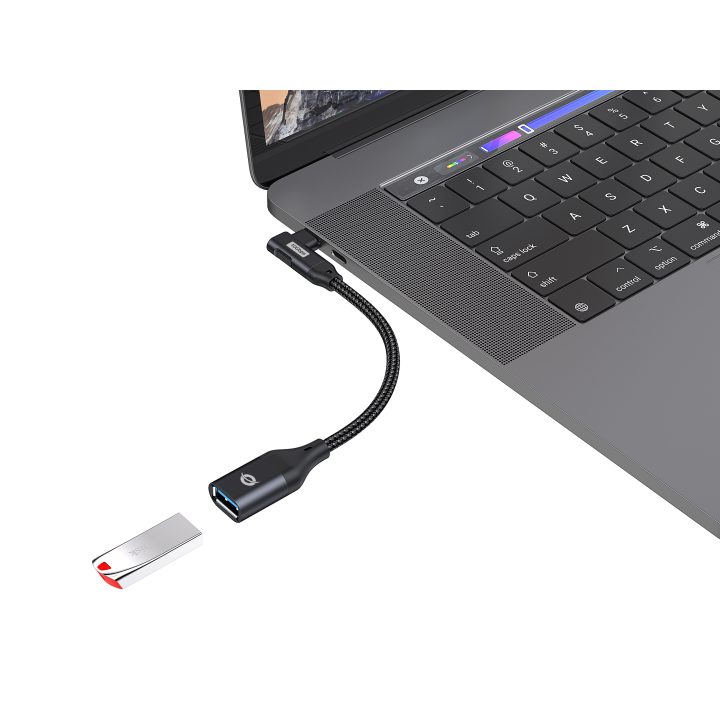 Conceptronic ABBY19B cambiador de género para cable USB-C USB-A Negro