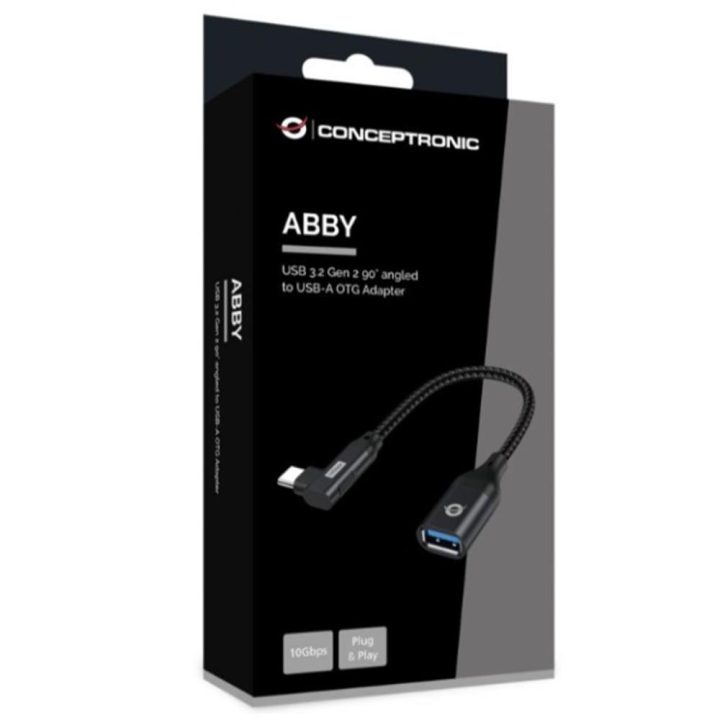 Conceptronic ABBY19B USB-C to USB-A Gender Changer Black