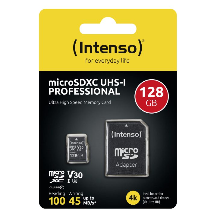 Intenso 128GB Professional V30 Micro SD Memory Card + SD Adapter…