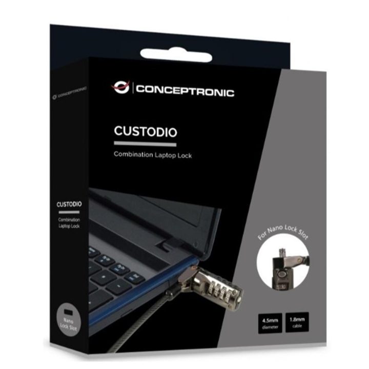 Conceptronic CUSTODIO01BN cabo antirroubo Preto 1,8 m